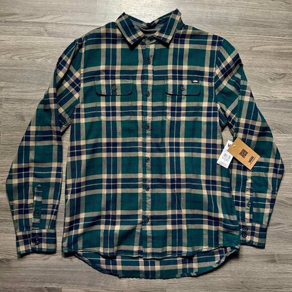 *NEW Vans Men's Box Flannel Classic Long Sleeve Shirt - Blue/Brown Plaid - Picture 1 of 7